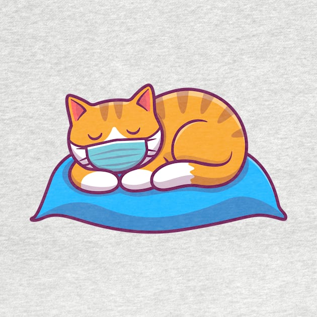 Cute cat sleeping with mask on cartoon by Catalyst Labs